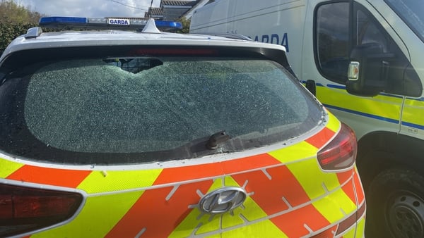 Garda vehicles in Netownmountkennedy had windows broken and tyres slashed