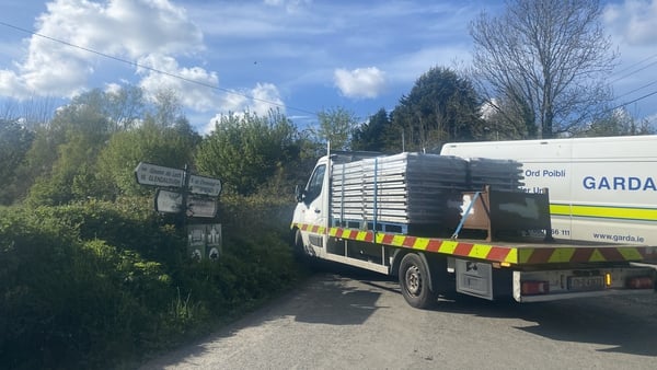 Gardaí have placed a barrier on the road leading up to the Trudder House site in Co Wicklow