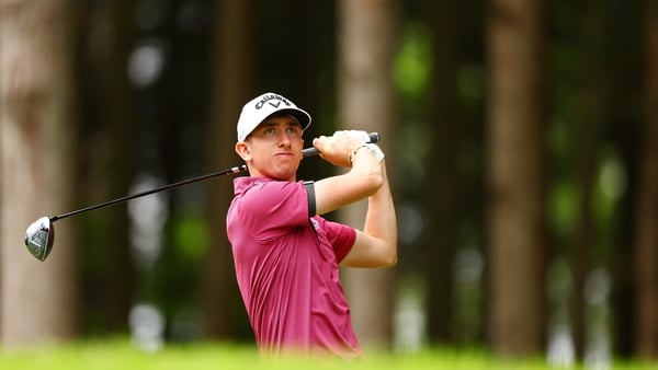 Tom McKibbin teeing off from the sixth which was one of the costly holes in a round that started well