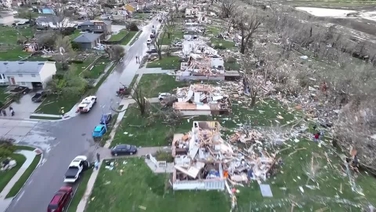 Drone footage captures aftermath of tornado in Nebraska