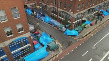 Footage shows tents outside International Protection Office on Mount St