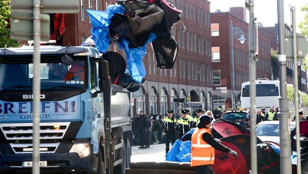 Hundreds of people who had been living in tents on Mount Street in Dublin's south city centre were moved to new locations yesterday