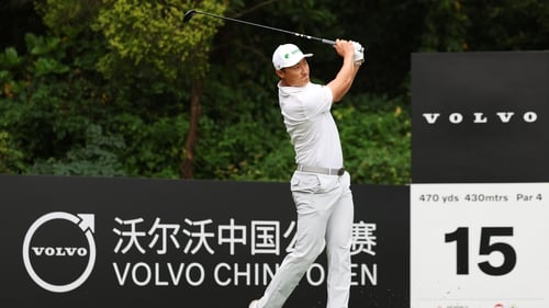 Li Haotong teeing off on the par four 15th hole at his home Open