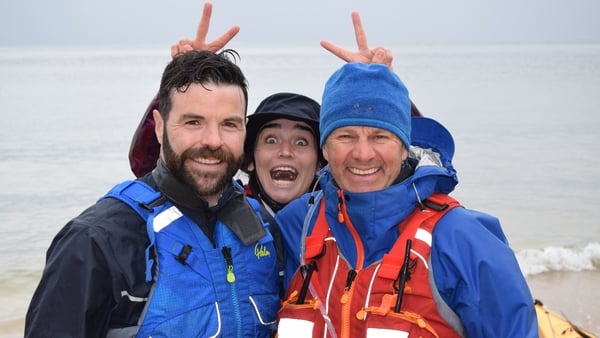 Irial Ó Ceallaigh, Tessa Fleming and kayak safety instructor John Hubbucks