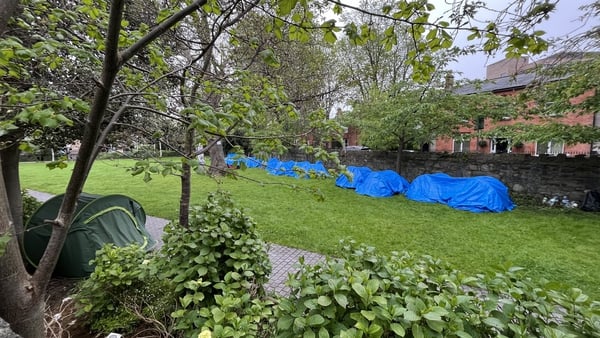 Around 17 tents were pitched at the site in Ballsbridge
