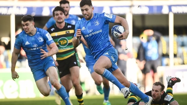 Ross Byrne makes a break during the 2020 Champions Cup clash against Northampton