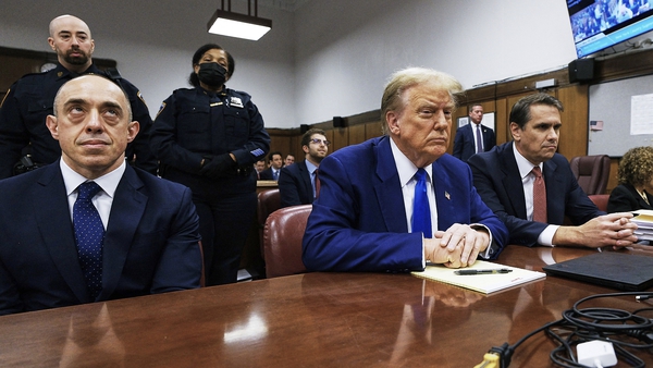 Donald Trump pictured in court in New York this morning