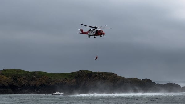 Two adults and four children were winched to safety by Rescue 116 (Pic: RNLI)