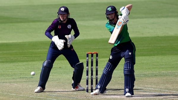 Leah Paul (Ireland) bats during the ICC Women's T20 World Cup Qualifier 2024 Semi-Final