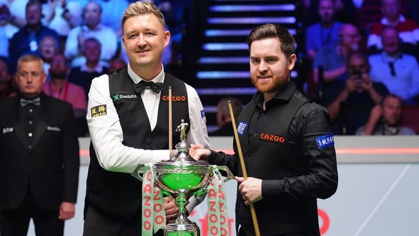 Kyren Wilson (L) and Jak Jones are doing battle for the World Snooker Championship title