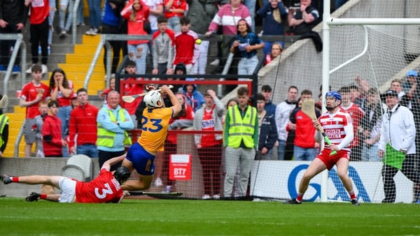 Aron Shanagher with Clare's third goal against Cork