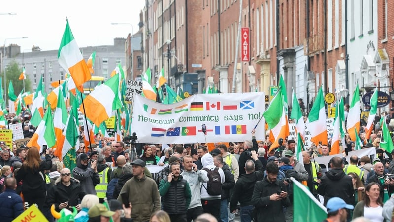 Some of the crowd attending today's protest march