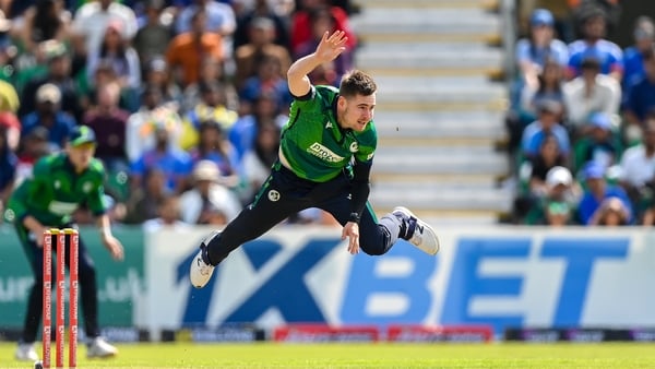 Josh Little in action against India last year in the men's T20 international series in Malahide