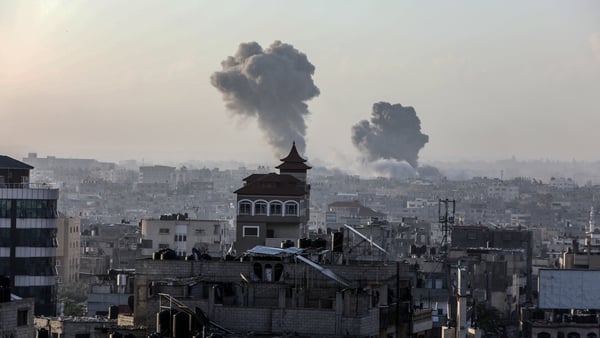 Smoke rises after Israeli airstrikes in eastern Rafah