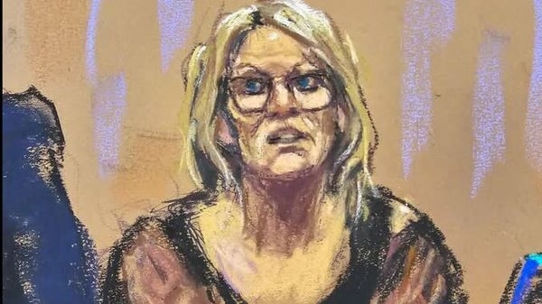 Court sketches of Stormy Daniels as she testifies that she 'blacked out' prior to sex with Donald Trump