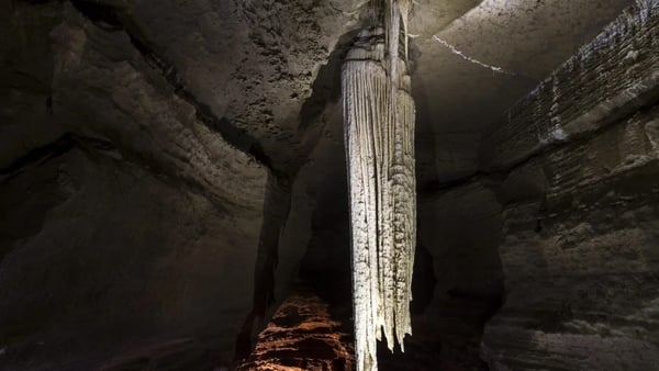 Hanging around: the largest free-hanging stalactite in Europe at Doolin Cave. Photo: Doolin Cave
