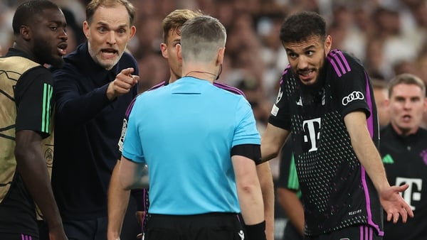 Bayern boss Thomas Tuchel gets into it with the linesman