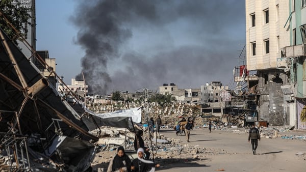 Smoke rises from a neighbourhood in Gaza city following an Israeli airstrike