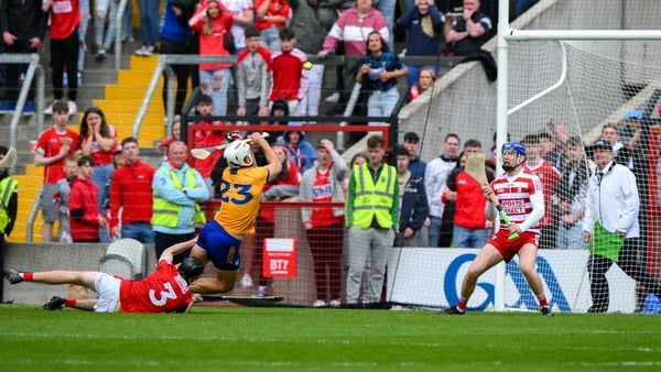 Clare's Aron Shanagher gets a shot away in the recent Munster SHC clash with Cork
