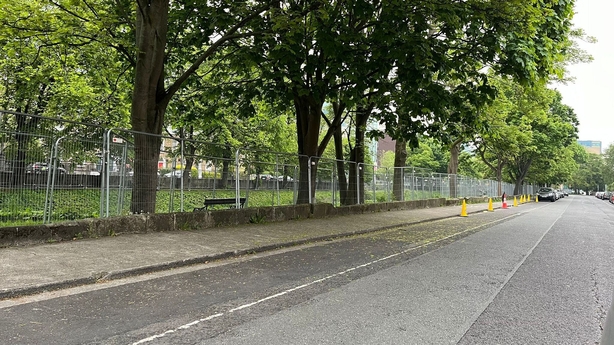 Barriers were erected along an area of the Grand Canal yesterday