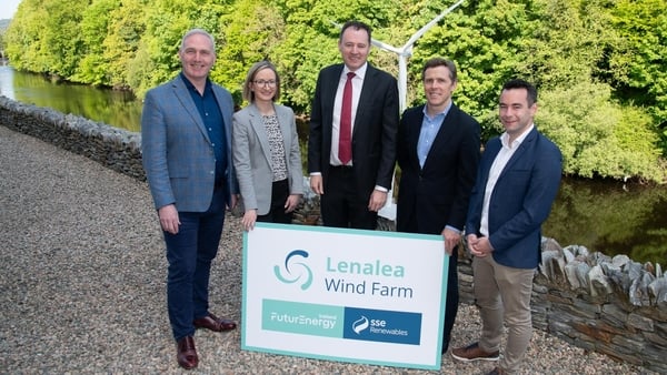 Ciaran Conlon, Director Public Policy, Microsoft Ire; Heather Donald, Onshore Renewable Development, SSE Renewables; Minister for Agriculture, Food and the Marine, Charlie McConalogue; Peter Lynch, CEO, FuturEnergy Ire; Noel Cuniffe, CEO of Wind Energy Ir