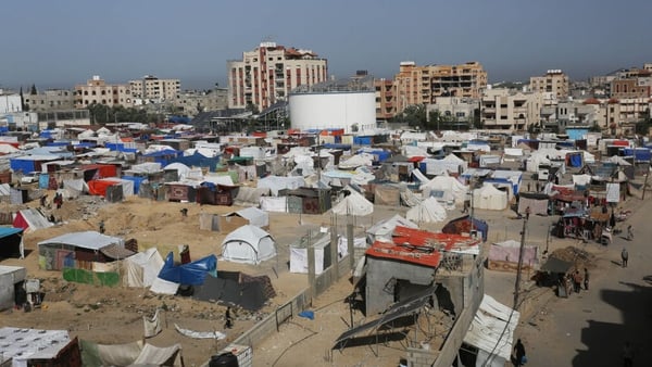 Tents set up in Nuseirat refugee camp by Palestinians told to evacuate Rafah