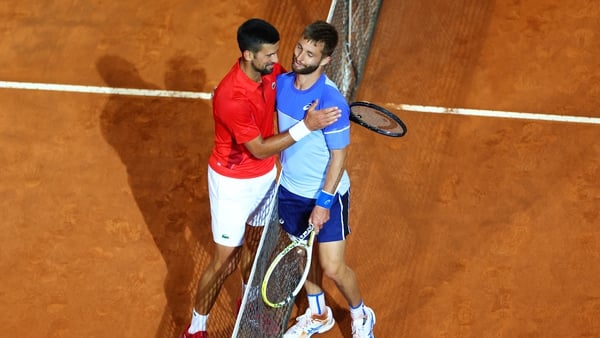 Novak Djokovic and Corentin Moutet after the match in Rome