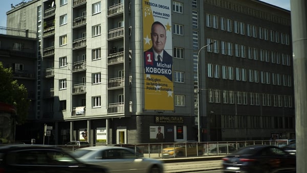 An election poster for the European Parliament elections in Warsaw this week
