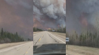 Fire blocks road in Canada's Northwest Territories