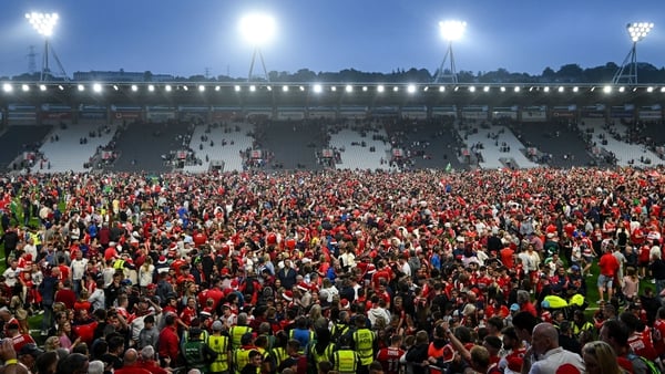 Cork supporters flooded onto the pitch after the memorable victory over Liam MacCarthy Cup holders Limerick