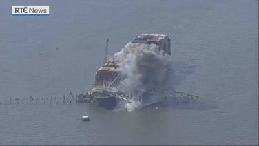 Collapsed Baltimore bridge demolished with controlled explosions