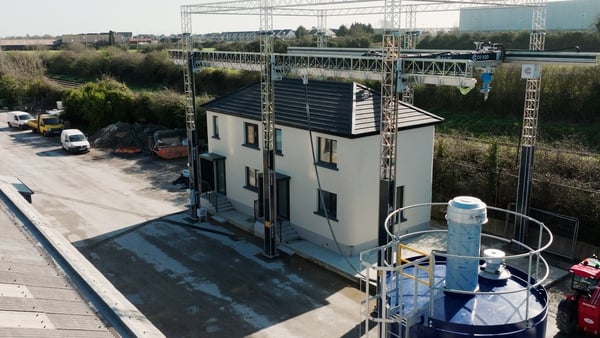 The Co Louth project is using 3D Construction Printed technology which involves using large-scale 3D printers on-site to create 3 dimensional structures layer by layer