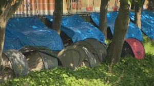 Asylum seekers’ tents on Dublin’s Grand canal cle…