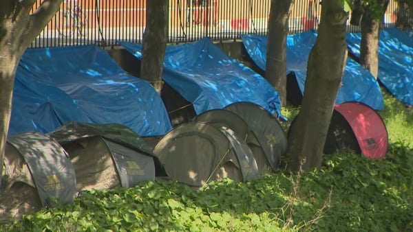 Tents pitched along the Grand Canal in Dublin city centre (file image)