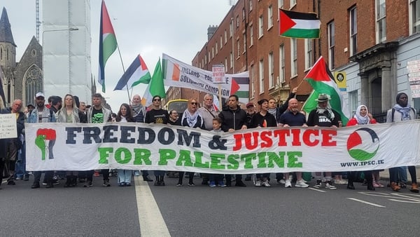 The rally began at 1.30pm at the Garden of Remembrance, before travelling down O'Connell Street and on to Leinster House