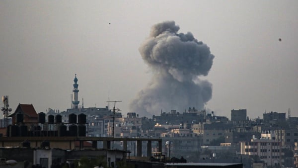Smoke billows during Israeli bombardment in eastern Rafah