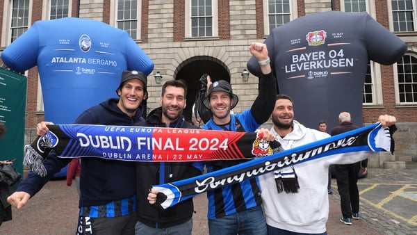Football fans gather at the fan zone at Dublin Castle ahead of tonight's final