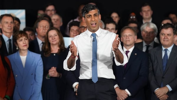 Rishi Sunak is seen at a general election campaign event at ExCeL London, in east London