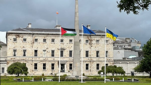 The Palestinian flag was raised at Leinster House earlier today