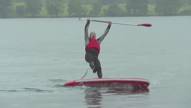 Watch: UK Liberal Democrat leader falls off paddle board
