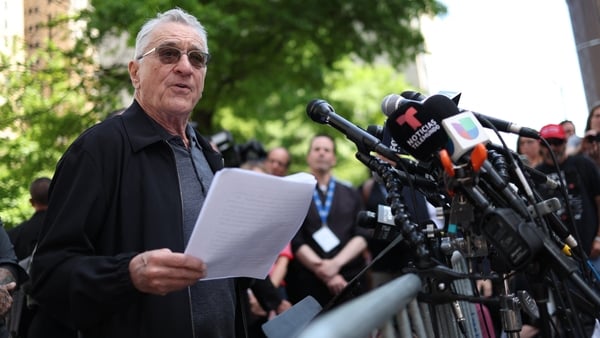 Robert De Niro outside the Manhattan Criminal Court on Tuesday - The legendary actor, longtime political activist and critic of Donald Trump has taken a growing role in the campaign to reelect President Joe Biden