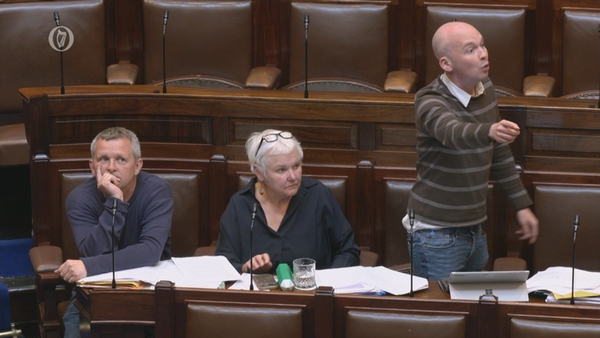PBP TDs Paul Murphy (R) and Bríd Smith were ordered to sit down