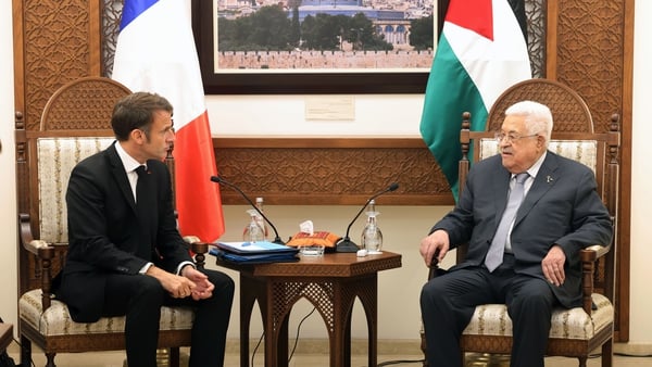 French President Emmanuel Macron meeting with Palestinian Authority President Mahmoud Abbas in Ramallah last October
