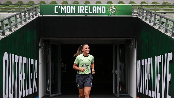 Katie McCabe during a Republic of Ireland women's training session ahead of the clash with Sweden at Aviva Stadium in Dublin. Photo: Sportsfile