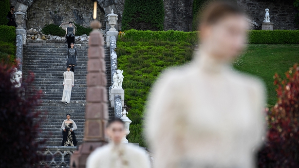 A model presents a creation for Dior during the 2025 Dior Croisiere (Cruise) fashion show on June 3, 2024