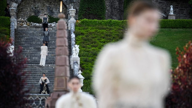 A model presents a creation for Dior during the 2025 Dior Croisiere (Cruise) fashion show on June 3, 2024 