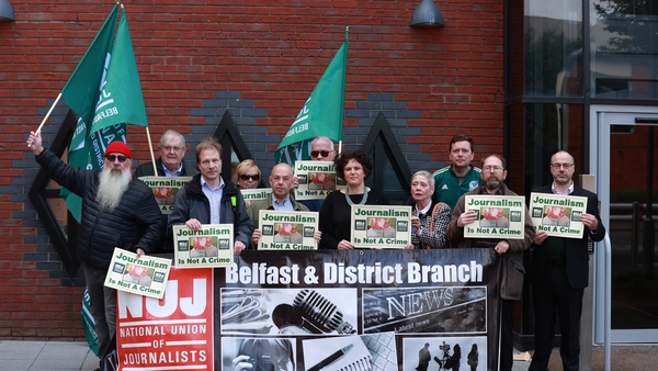 The NUJ held a protest outside the Northern Ireland Policing Board