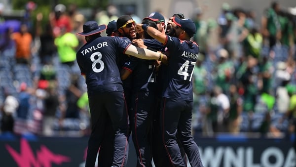 USA players celebrate after beating Pakistan in thrilling super-over