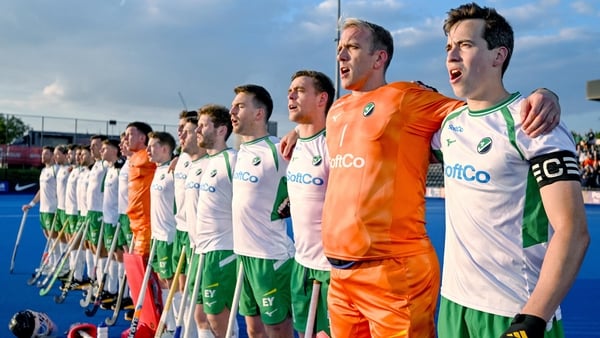 Ireland line up for the national anthem