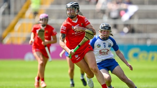 Cork's Ashling Thompson (L) in action against Orla Hickey of Waterford during last month's Munster final